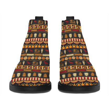 Ornament Egyptian Pattern Print Flat Ankle Boots