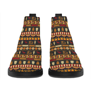 Ornament Egyptian Pattern Print Flat Ankle Boots