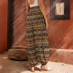 Ornament Egyptian Pattern Print Harem Pants