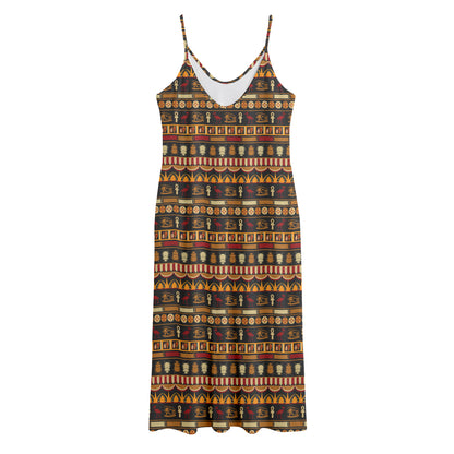 Ornament Egyptian Pattern Print Jersey Midi Cami Dress