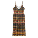 Ornament Egyptian Pattern Print Jersey Midi Cami Dress