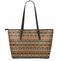 Ornament Egyptian Pattern Print Leather Tote Bag With Zipper