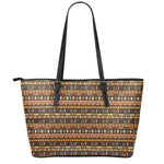 Ornament Egyptian Pattern Print Leather Tote Bag