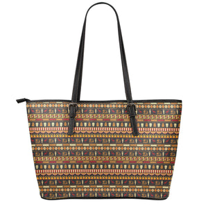 Ornament Egyptian Pattern Print Leather Tote Bag