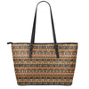 Ornament Egyptian Pattern Print Leather Tote Bag