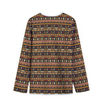 Ornament Egyptian Pattern Print Long Sleeve Short Coat