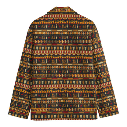 Ornament Egyptian Pattern Print Men's Blazer