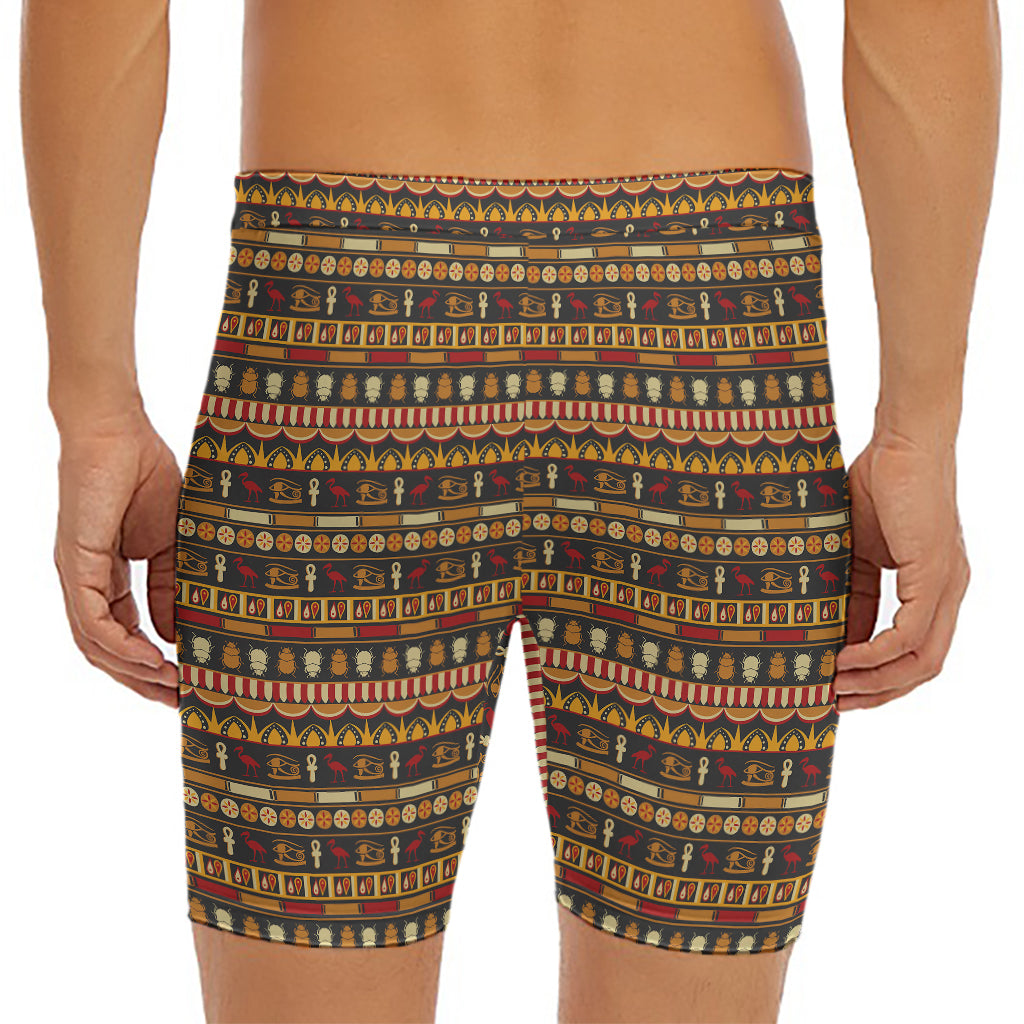 Ornament Egyptian Pattern Print Men's Long Boxer Briefs