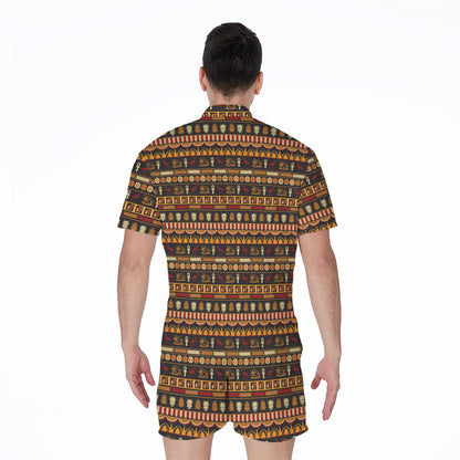 Ornament Egyptian Pattern Print Men's Rompers