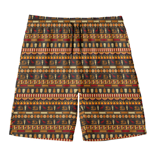 Ornament Egyptian Pattern Print Men's Swim Trunks