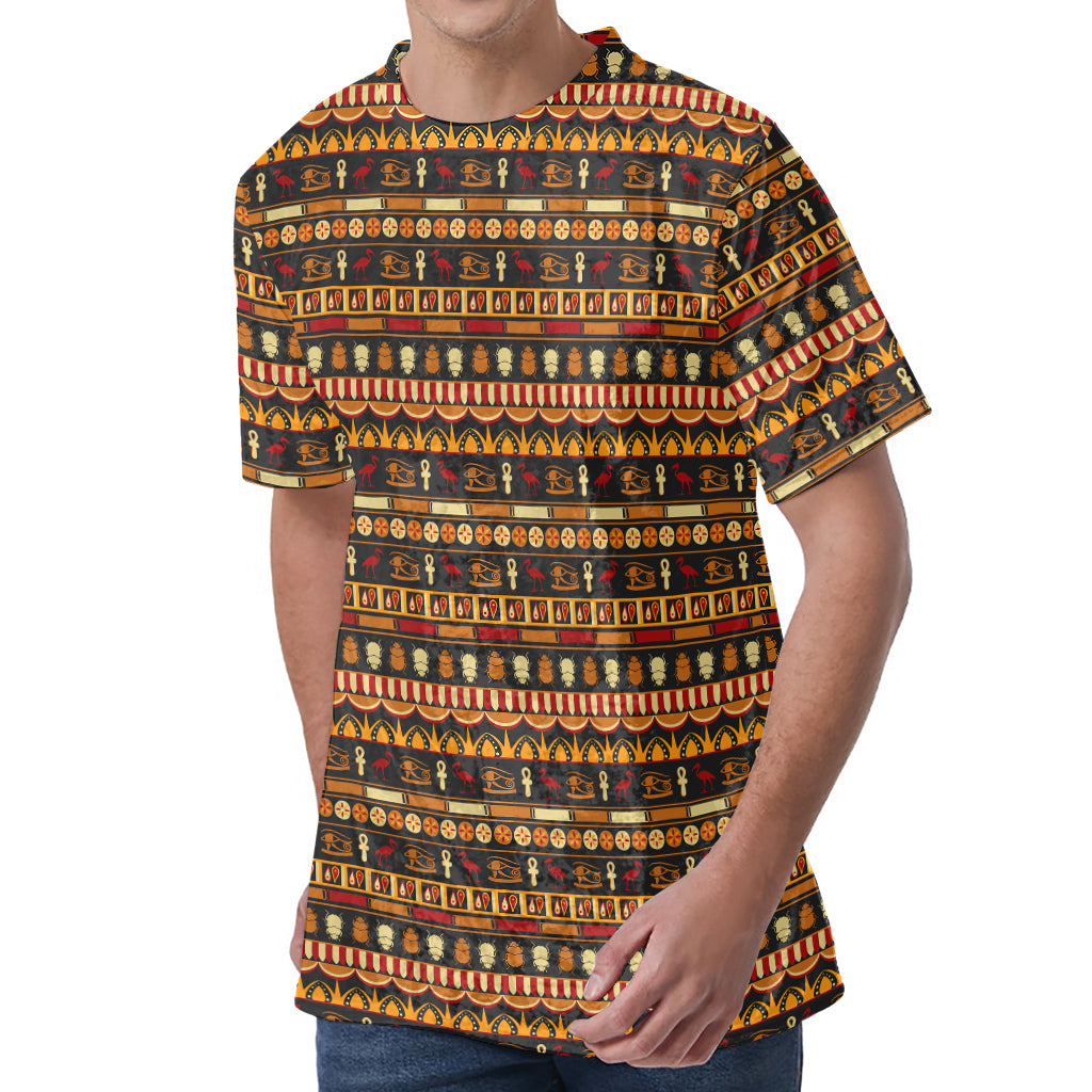 Ornament Egyptian Pattern Print Men's Velvet T-Shirt