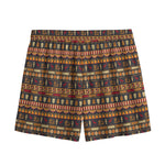 Ornament Egyptian Pattern Print Mesh Shorts