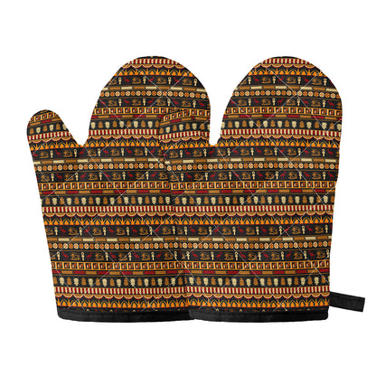 Ornament Egyptian Pattern Print Oven Mitts
