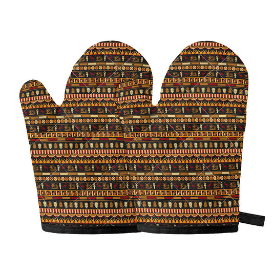 Ornament Egyptian Pattern Print Oven Mitts