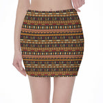 Ornament Egyptian Pattern Print Pencil Mini Skirt