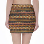 Ornament Egyptian Pattern Print Pencil Mini Skirt