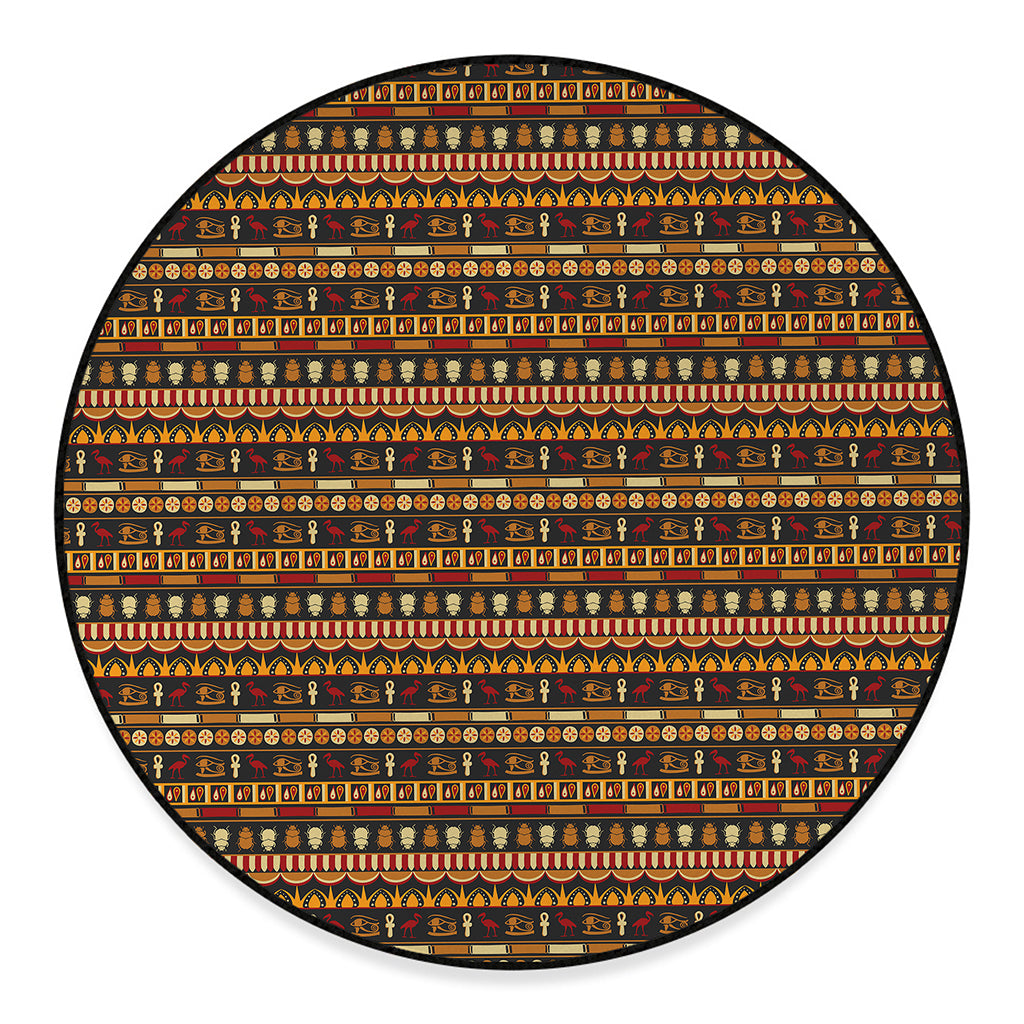 Ornament Egyptian Pattern Print Round Floor Mat