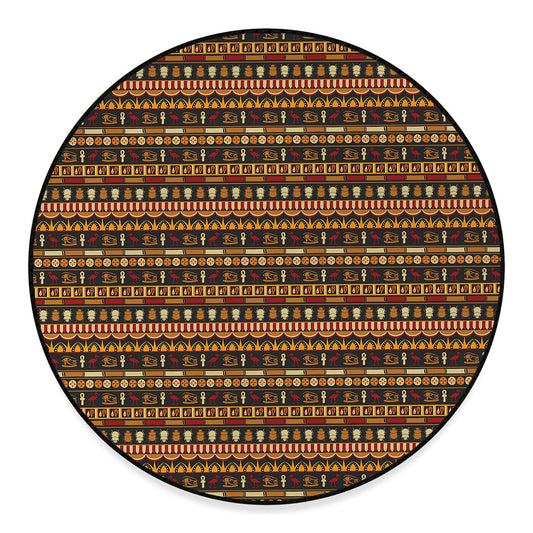 Ornament Egyptian Pattern Print Round Floor Mat