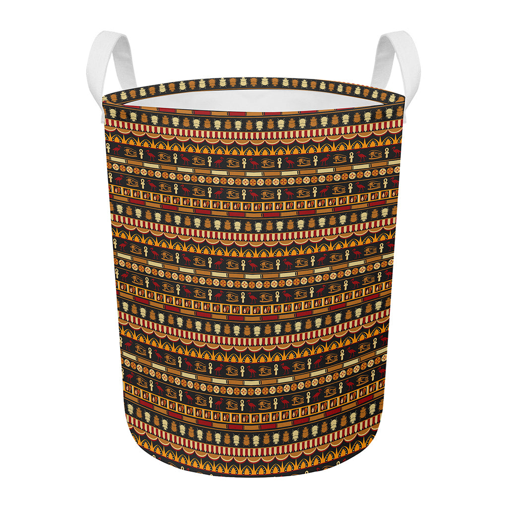 Ornament Egyptian Pattern Print Round Laundry Basket