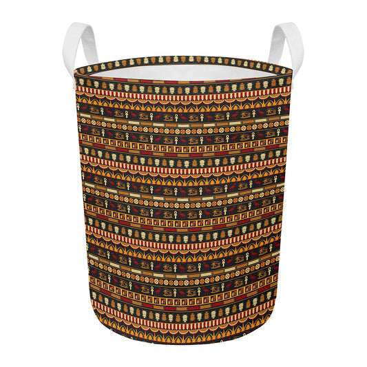 Ornament Egyptian Pattern Print Round Laundry Basket