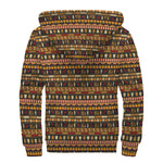 Ornament Egyptian Pattern Print Sherpa Lined Zip Up Hoodie