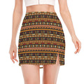 Ornament Egyptian Pattern Print Side Slit Mini Skirt
