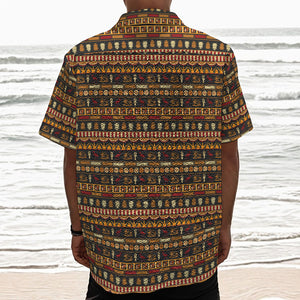 Ornament Egyptian Pattern Print Textured Short Sleeve Shirt