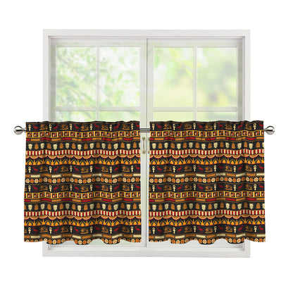Ornament Egyptian Pattern Print Tier Curtains