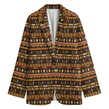 Ornament Egyptian Pattern Print Women's Blazer
