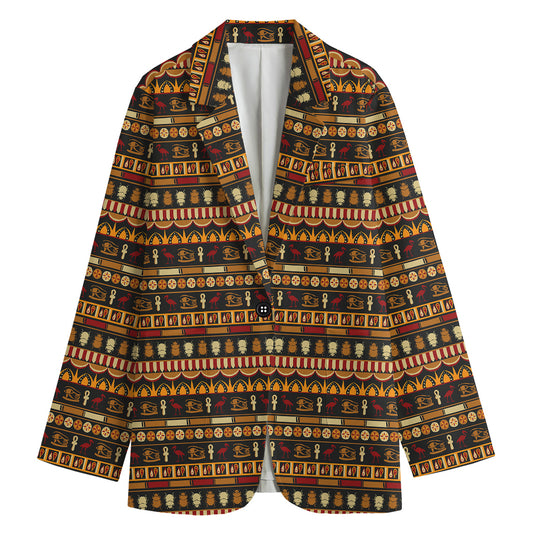 Ornament Egyptian Pattern Print Women's Blazer