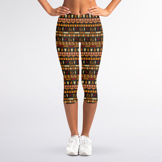 Ornament Egyptian Pattern Print Women's Capri Leggings