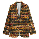 Ornament Egyptian Pattern Print Women's Cotton Blazer