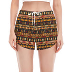 Ornament Egyptian Pattern Print Women's Split Running Shorts