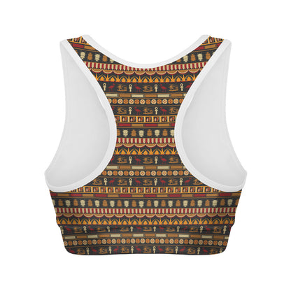 Ornament Egyptian Pattern Print Women's Sports Bra