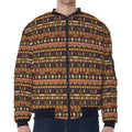 Ornament Egyptian Pattern Print Zip Sleeve Bomber Jacket