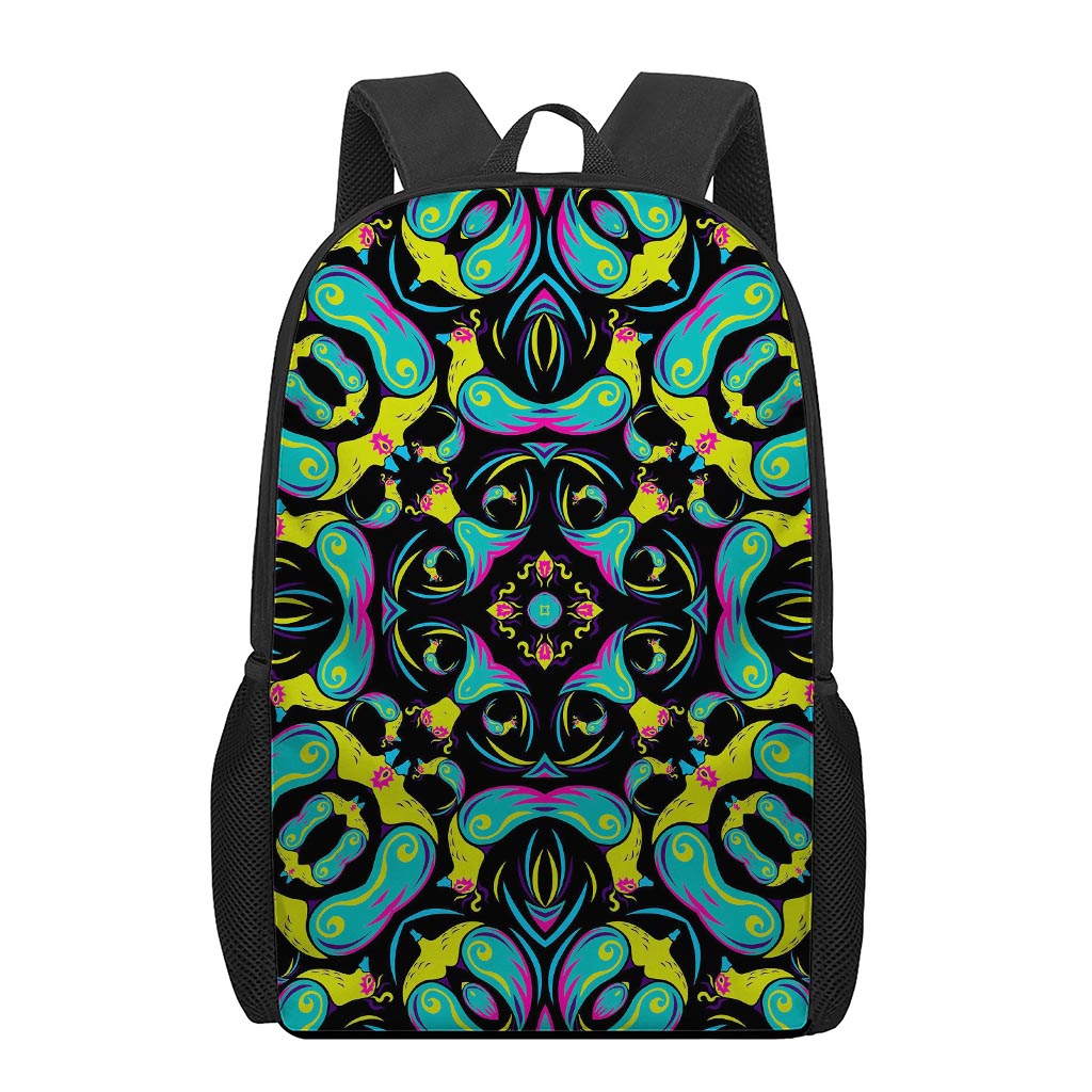 Ornament Psychedelic Trippy Print 17 Inch Backpack