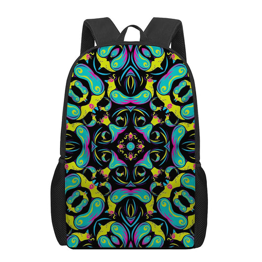 Ornament Psychedelic Trippy Print 17 Inch Backpack