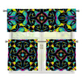 Ornament Psychedelic Trippy Print 3 Piece Kitchen Curtains
