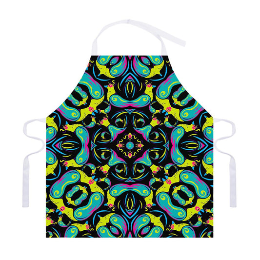 Ornament Psychedelic Trippy Print Adjustable Apron