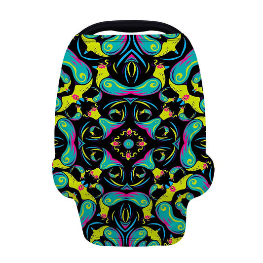 Ornament Psychedelic Trippy Print Baby Seat Cover