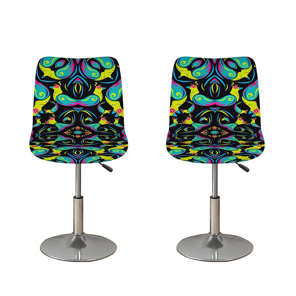 Ornament Psychedelic Trippy Print Bar Stool Covers