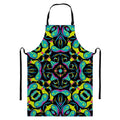 Ornament Psychedelic Trippy Print Bib Apron With Pocket