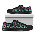 Ornament Psychedelic Trippy Print Black Low Top Sneakers