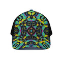 Ornament Psychedelic Trippy Print Black Mesh Trucker Hat