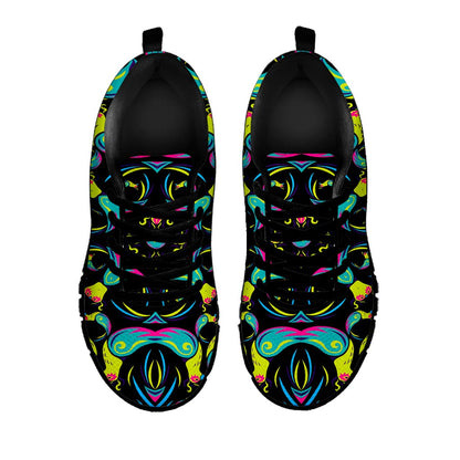 Ornament Psychedelic Trippy Print Black Running Shoes