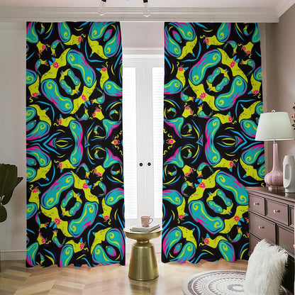 Ornament Psychedelic Trippy Print Blackout Pencil Pleat Curtains