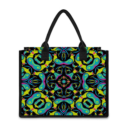 Ornament Psychedelic Trippy Print Canvas Tote Bag