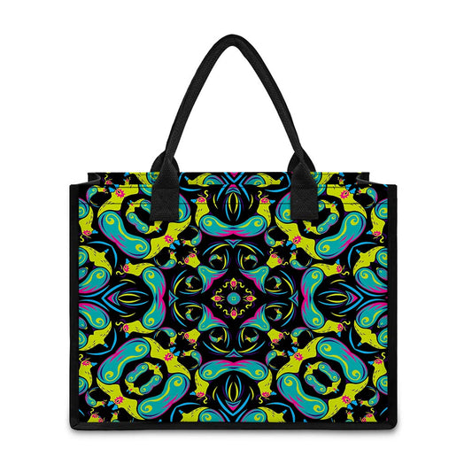 Ornament Psychedelic Trippy Print Canvas Tote Bag
