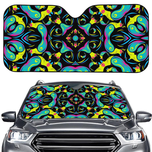 Ornament Psychedelic Trippy Print Car Windshield Sun Shade