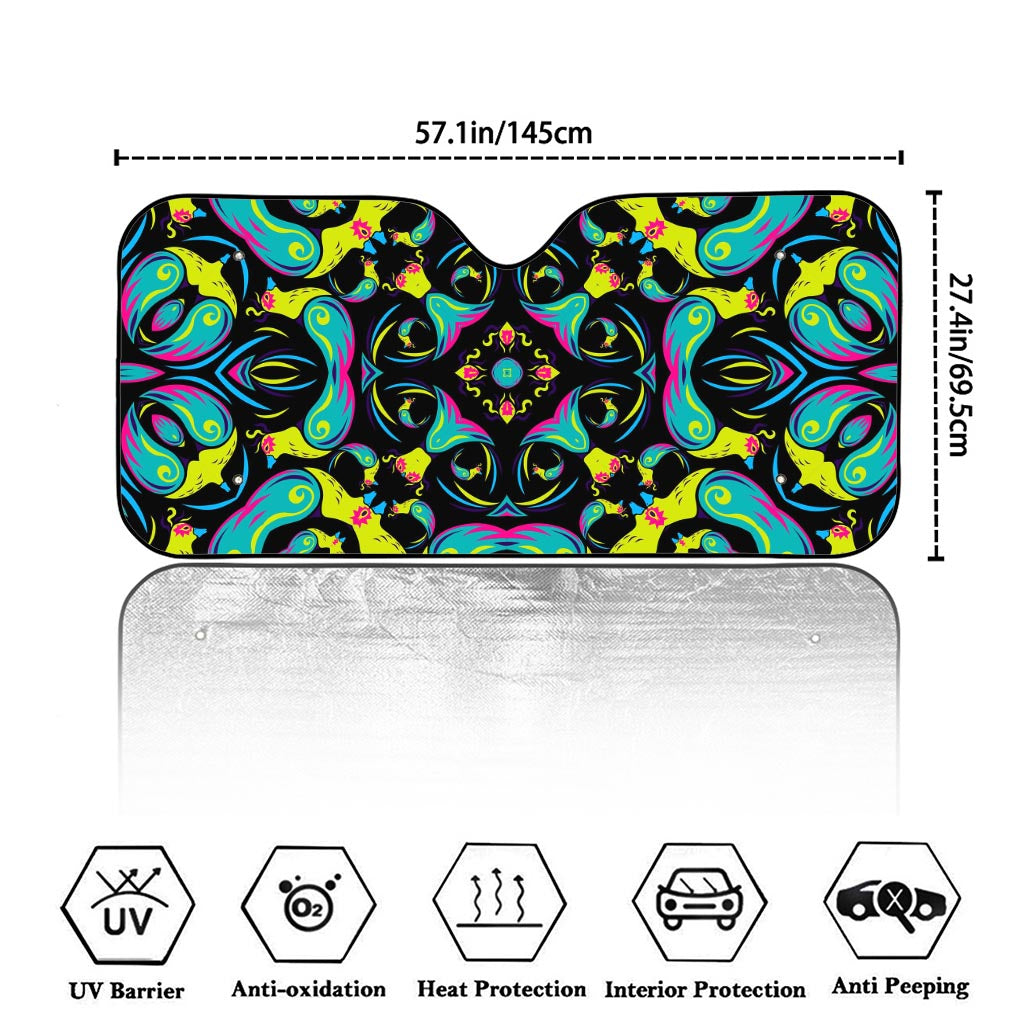 Ornament Psychedelic Trippy Print Car Windshield Sun Shade